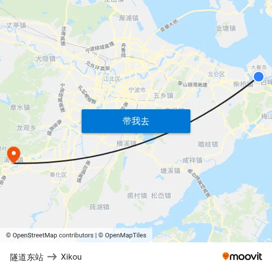 隧道东站 to Xikou map