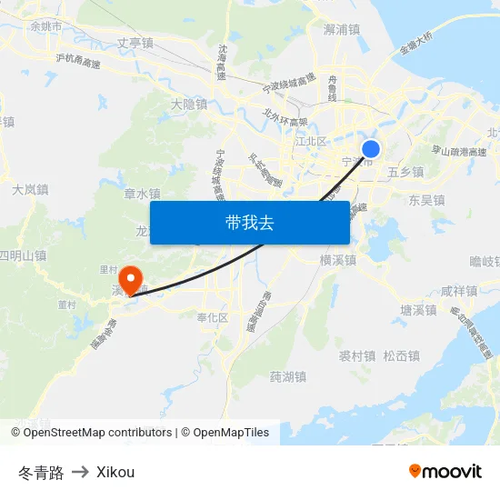冬青路 to Xikou map