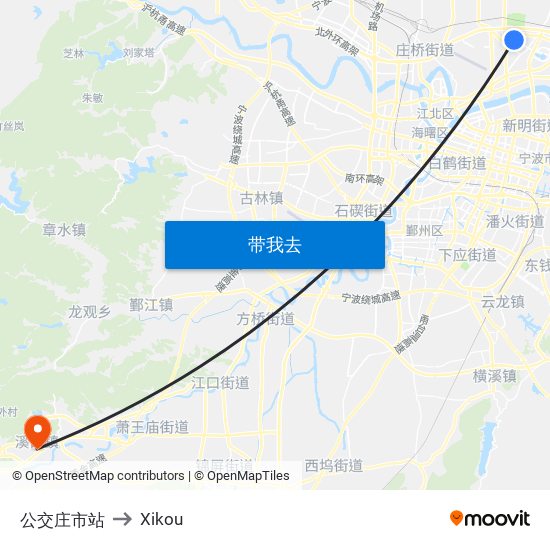 公交庄市站 to Xikou map