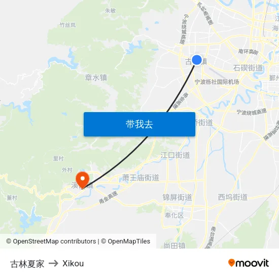古林夏家 to Xikou map