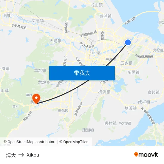 海天 to Xikou map