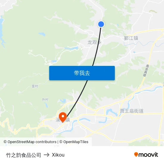竹之韵食品公司 to Xikou map