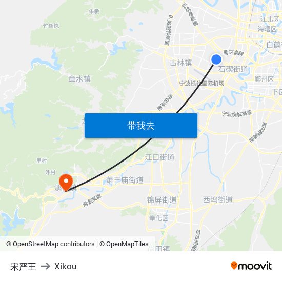 宋严王 to Xikou map