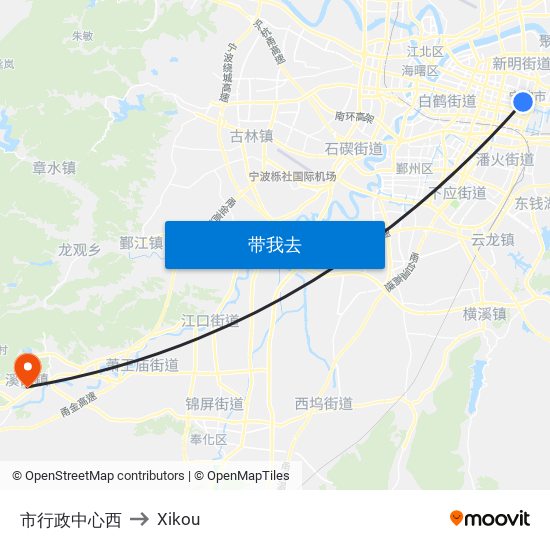 市行政中心西 to Xikou map