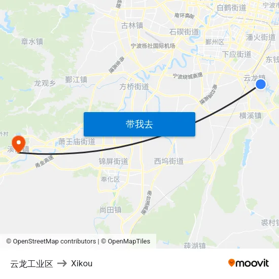云龙工业区 to Xikou map