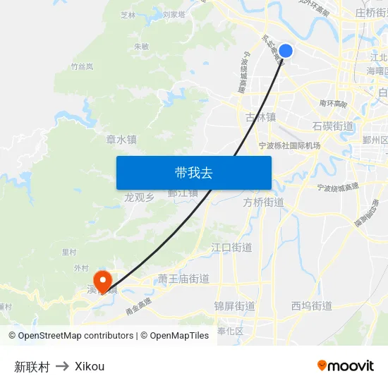 新联村 to Xikou map