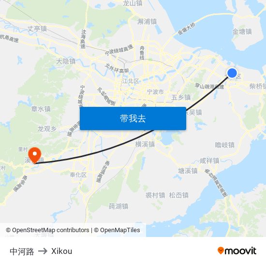 中河路 to Xikou map