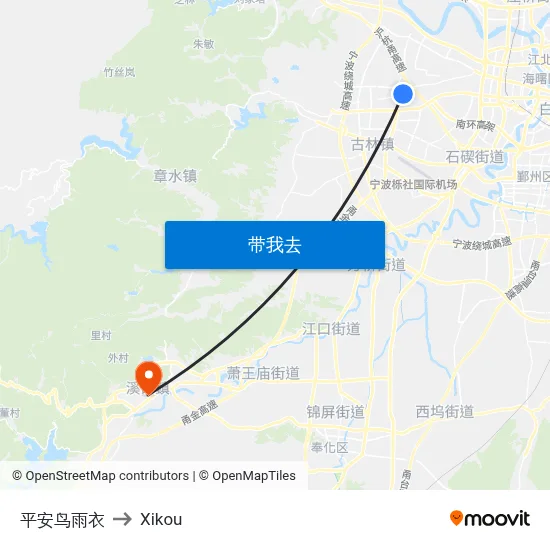 平安鸟雨衣 to Xikou map