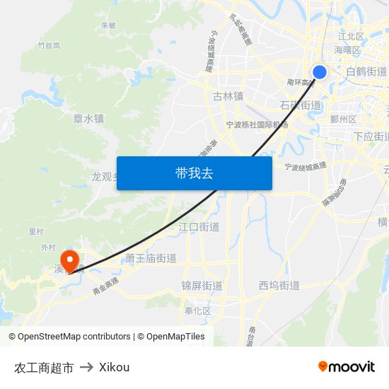 农工商超市 to Xikou map