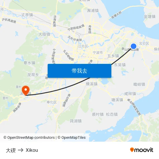 大碶 to Xikou map