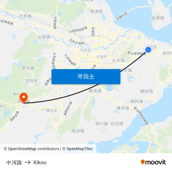 中河路 to Xikou map