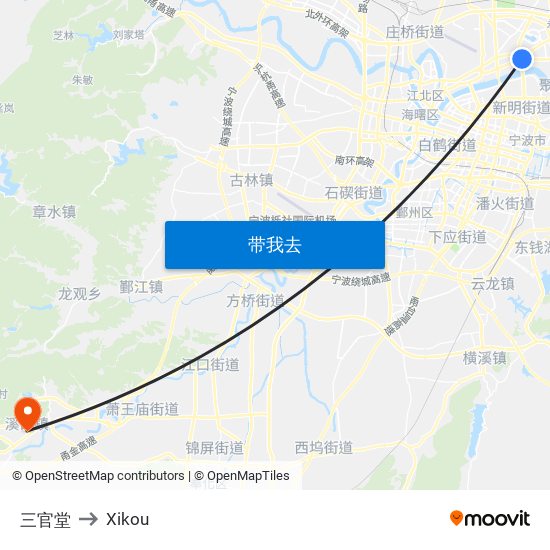 三官堂 to Xikou map