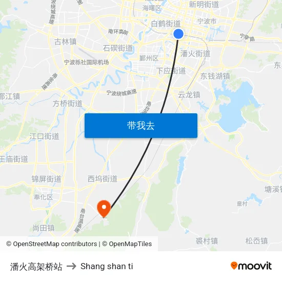 潘火高架桥站 to Shang shan ti map