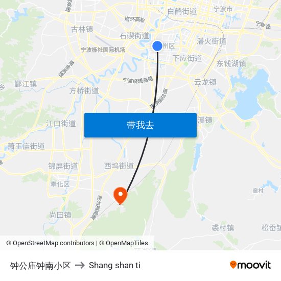 钟公庙钟南小区 to Shang shan ti map