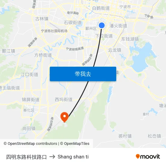 四明东路科技路口 to Shang shan ti map
