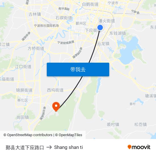 鄞县大道下应路口 to Shang shan ti map