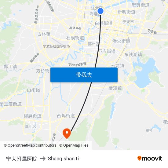 宁大附属医院 to Shang shan ti map