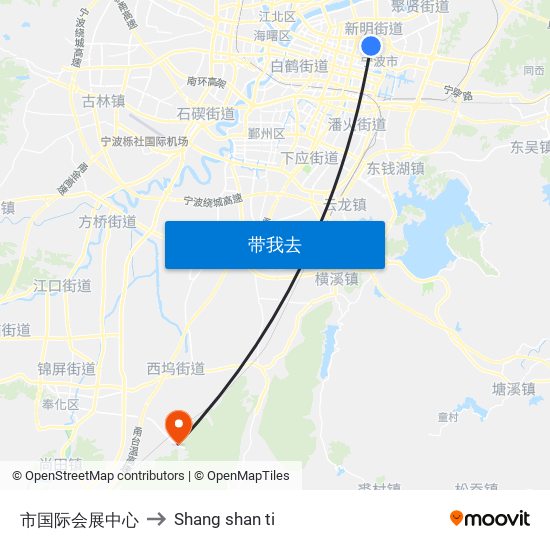 市国际会展中心 to Shang shan ti map