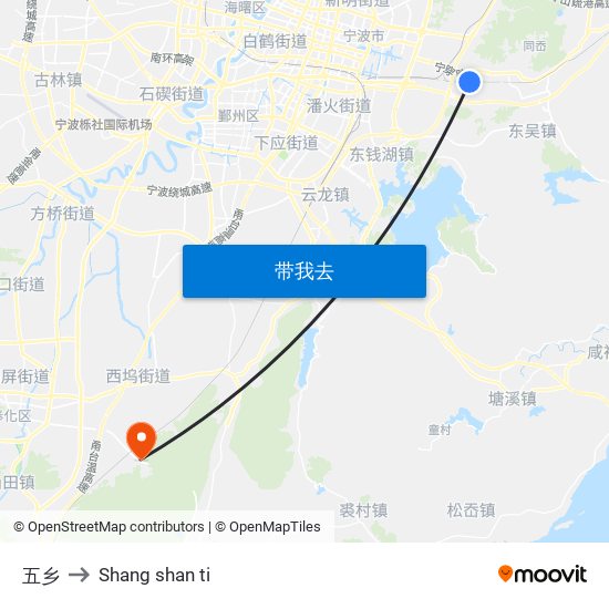 五乡 to Shang shan ti map