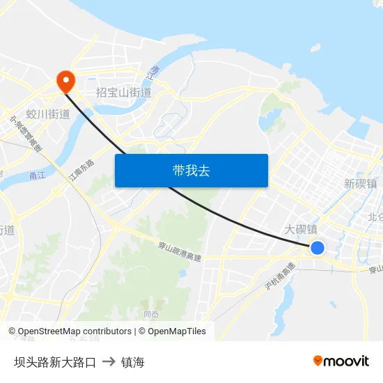坝头路新大路口 to 镇海 map