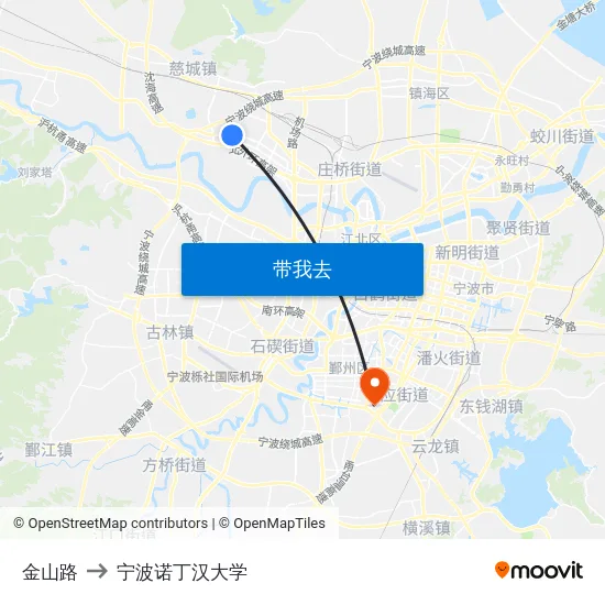 金山路 to 宁波诺丁汉大学 map