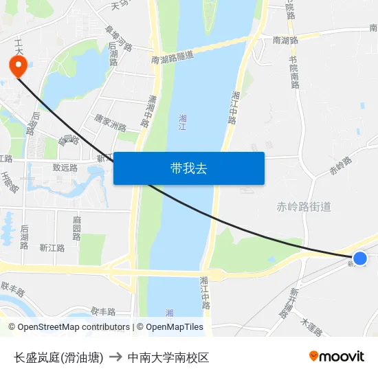 长盛岚庭(滑油塘) to 中南大学南校区 map