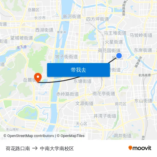 荷花路口南 to 中南大学南校区 map