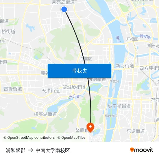 润和紫郡 to 中南大学南校区 map