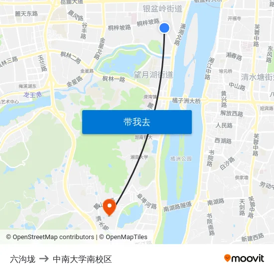 六沟垅 to 中南大学南校区 map