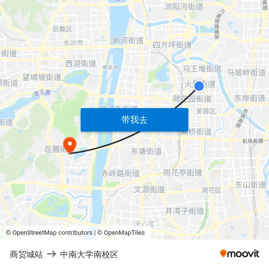 商贸城站 to 中南大学南校区 map