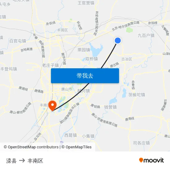 滦县 to 丰南区 map