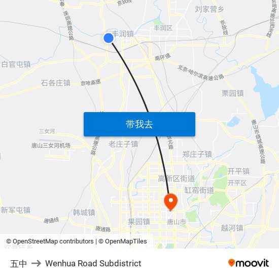 五中 to Wenhua Road Subdistrict map