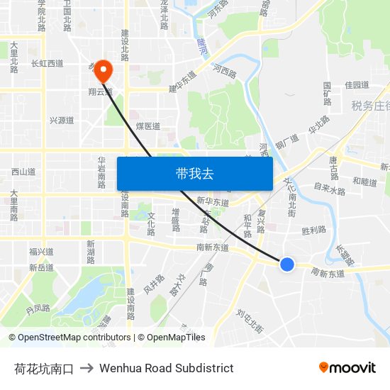 荷花坑南口 to Wenhua Road Subdistrict map