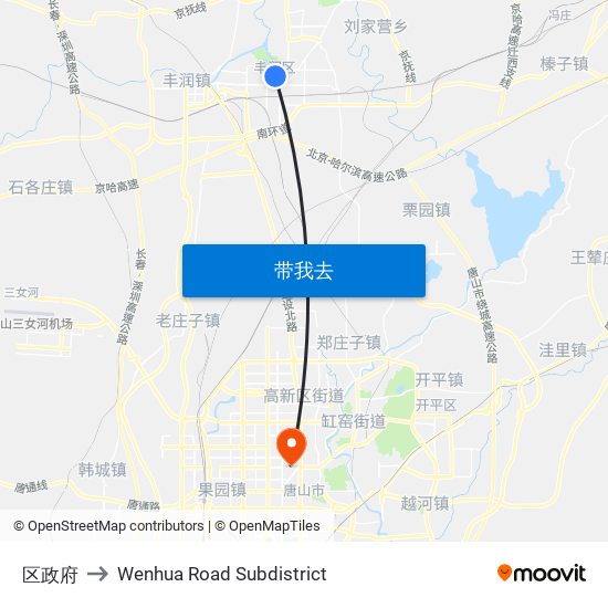 区政府 to Wenhua Road Subdistrict map