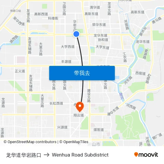 龙华道华岩路口 to Wenhua Road Subdistrict map