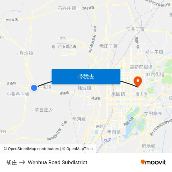 胡庄 to Wenhua Road Subdistrict map