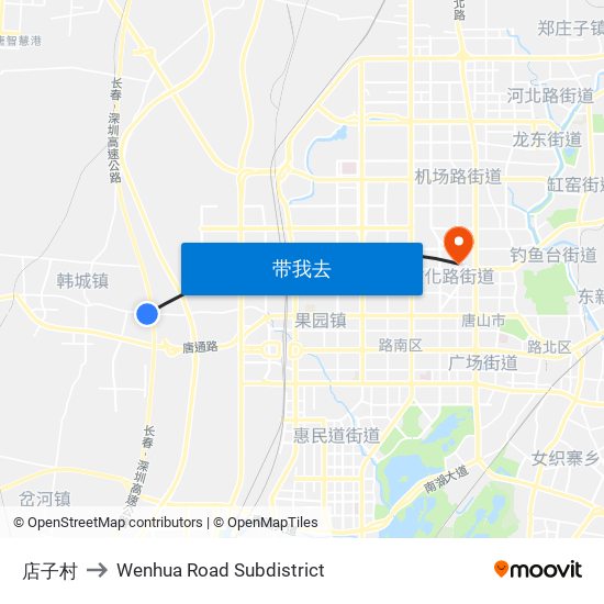 店子村 to Wenhua Road Subdistrict map