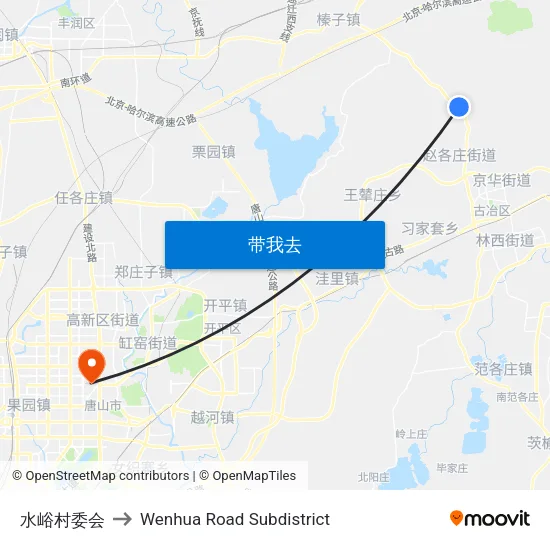 水峪村委会 to Wenhua Road Subdistrict map