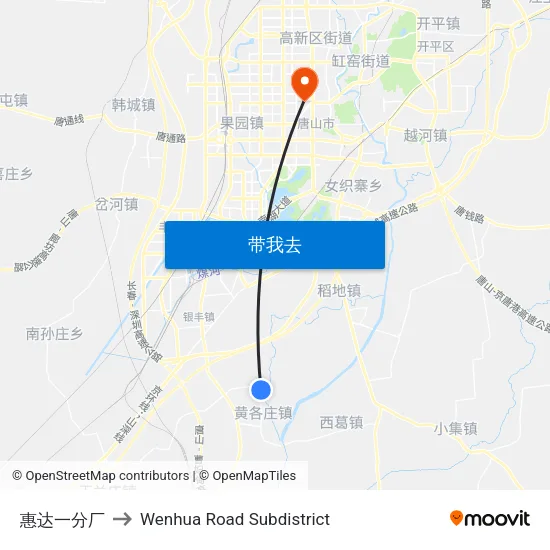 惠达一分厂 to Wenhua Road Subdistrict map