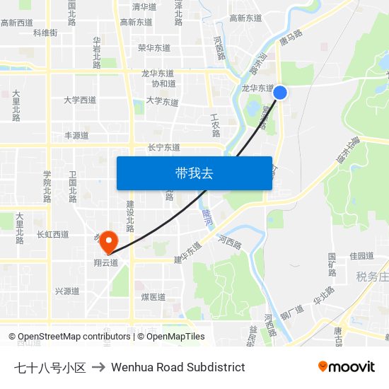 七十八号小区 to Wenhua Road Subdistrict map