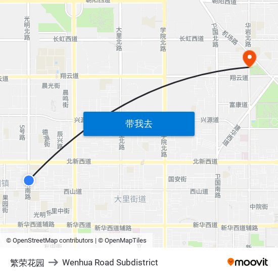 繁荣花园 to Wenhua Road Subdistrict map