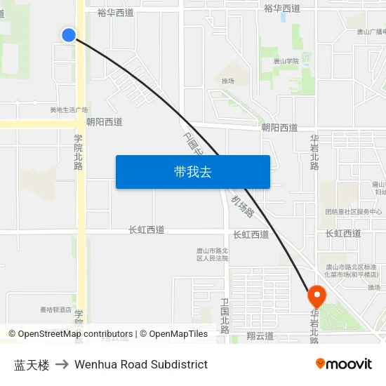 蓝天楼 to Wenhua Road Subdistrict map