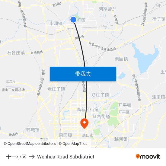 十一小区 to Wenhua Road Subdistrict map