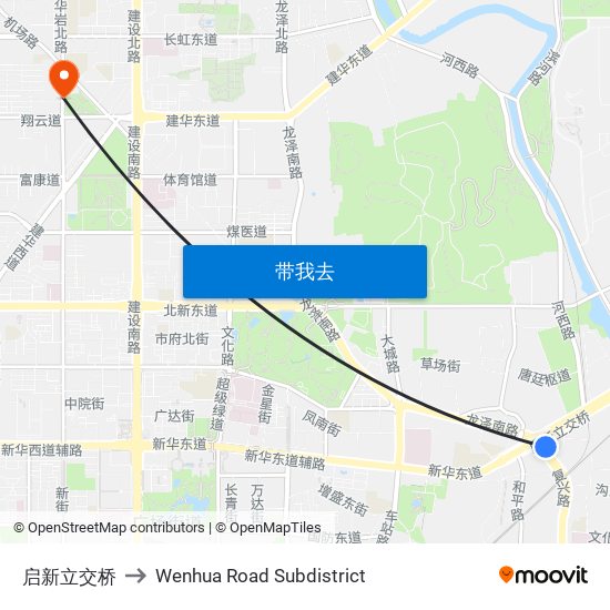 启新立交桥 to Wenhua Road Subdistrict map