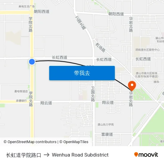 长虹道学院路口 to Wenhua Road Subdistrict map