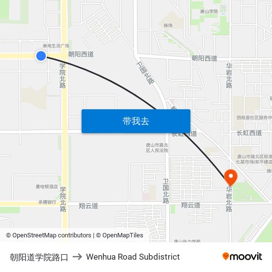 朝阳道学院路口 to Wenhua Road Subdistrict map
