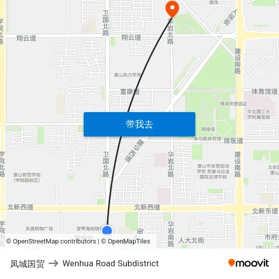 凤城国贸 to Wenhua Road Subdistrict map