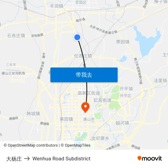 大杨庄 to Wenhua Road Subdistrict map
