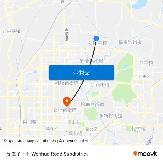 贾庵子 to Wenhua Road Subdistrict map