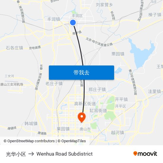 光华小区 to Wenhua Road Subdistrict map